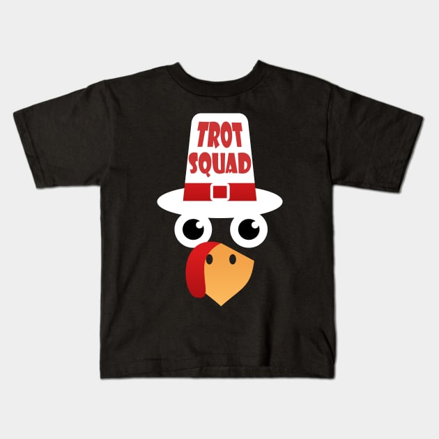 Turkey Trot Squad Kids T-Shirt by Walkowiakvandersteen